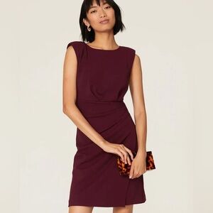 Trina Turk Dress Womens 2 Purple Trust Pleated Crepe Sheath Mini Faux Wrap